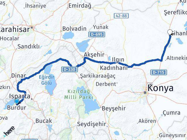 Burdur Cihanbeyli Konya Arası Kaç Km - Yol Haritası