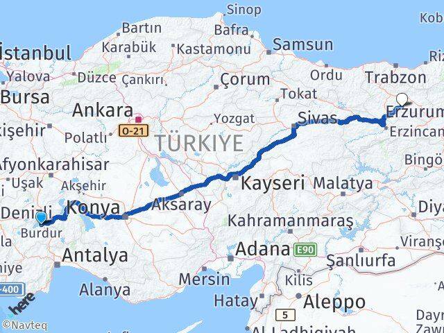 Burdur Demirözü Bayburt Arası Kaç Km - Yol Haritası