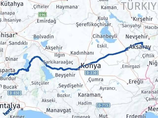 Burdur Derinkuyu Nevşehir Arası Kaç Km - Yol Haritası