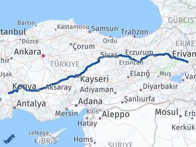 Burdur Diyadin Ağrı Arası Kaç Km - Yol Haritası