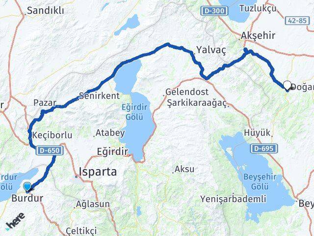 Burdur Doğanhisar Konya Arası Kaç Km - Yol Haritası