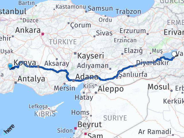 Burdur Edremit Van Arası Kaç Km - Yol Haritası