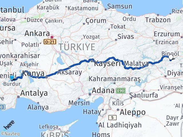 Burdur Genç Bingöl Arası Kaç Km - Yol Haritası