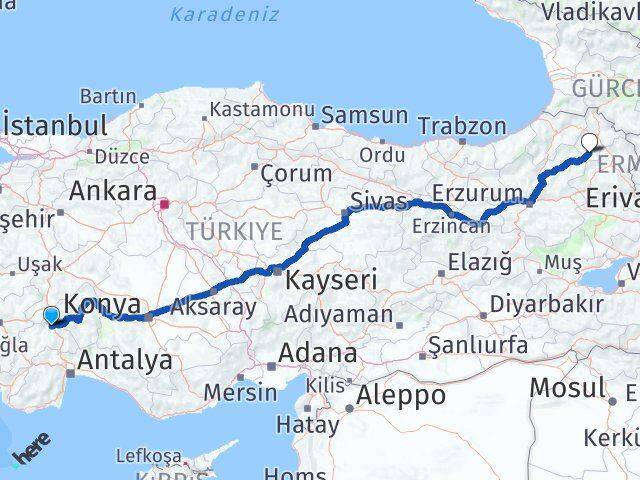 Burdur Göle Ardahan Arası Kaç Km - Yol Haritası