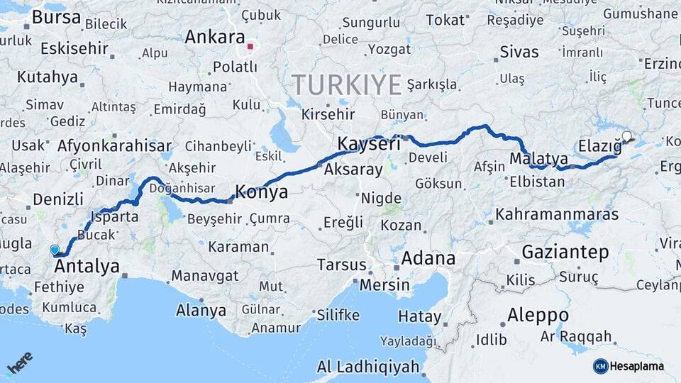 Burdur Gölhisar Elazığ Arası Kaç Km - Yol Haritası