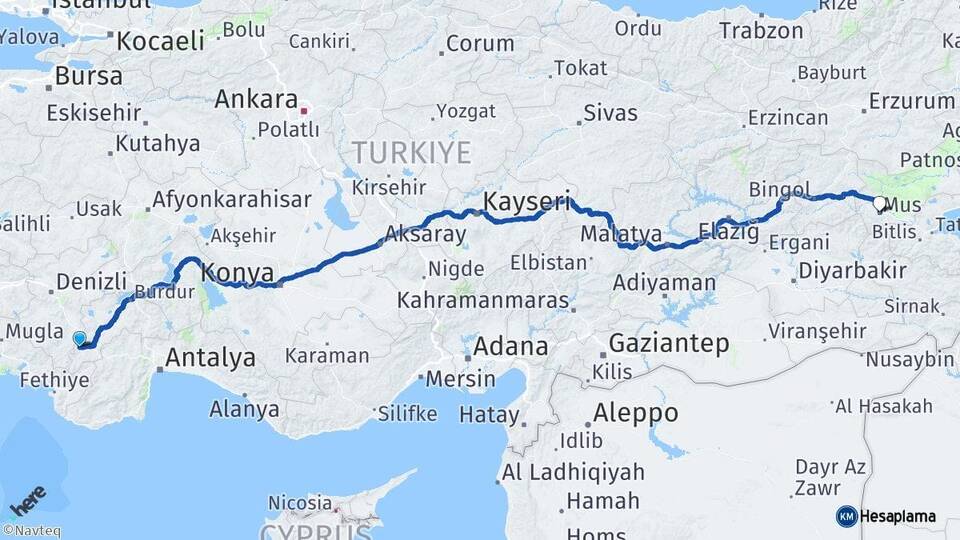 Burdur Gölhisar Muş Arası Kaç Km - Yol Haritası