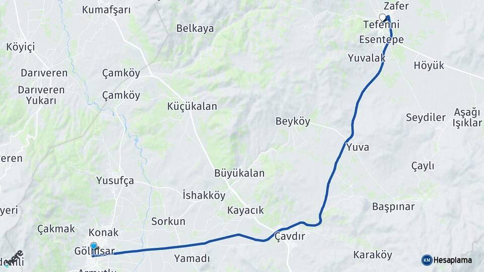 Burdur Gölhisar Tefenni Arası Kaç Km - Yol Haritası