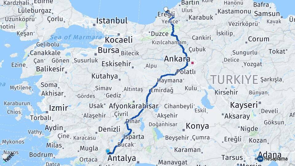 Burdur Gölhisar Zonguldak Arası Kaç Km - Yol Haritası