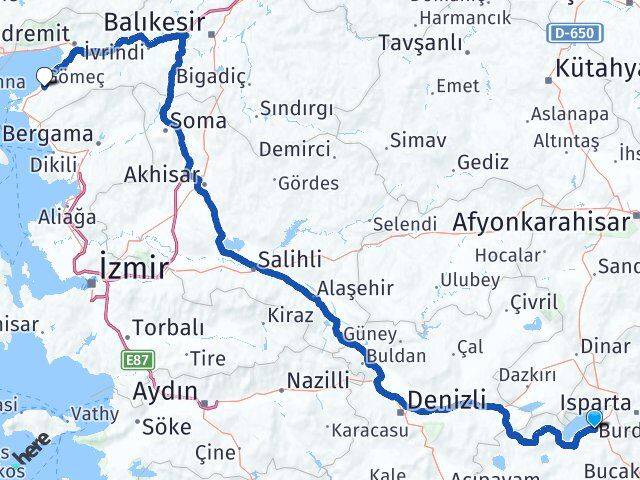 Burdur Gömeç Balıkesir Arası Kaç Km - Yol Haritası