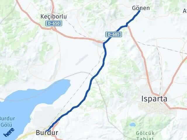 Burdur Gönen Isparta Arası Kaç Km - Yol Haritası