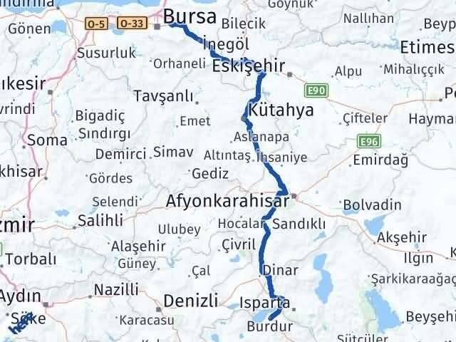 Burdur Gürsu Bursa Arası Kaç Km - Yol Haritası