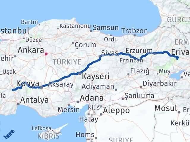 Burdur Hamur Ağrı Arası Kaç Km - Yol Haritası