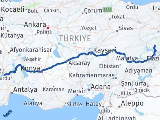 Burdur Hozat Tunceli Arası Kaç Km - Yol Haritası