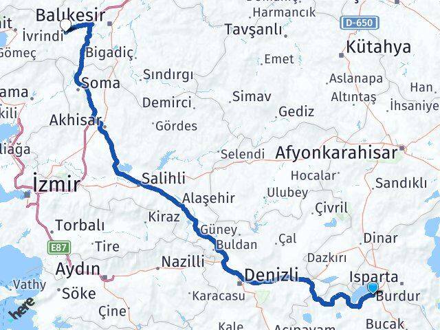 Burdur İvrindi Balıkesir Arası Kaç Km - Yol Haritası