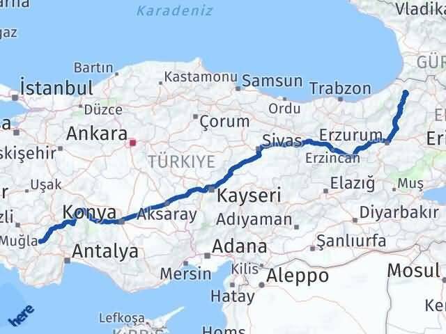 Burdur Karamanlı Artvin Arası Kaç Km - Yol Haritası