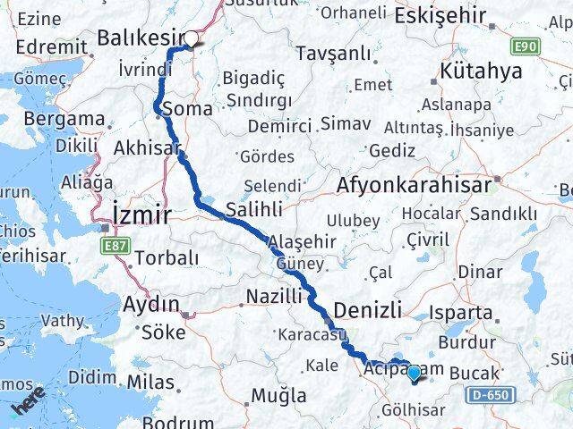 Burdur Karamanlı Balıkesir Arası Kaç Km - Yol Haritası