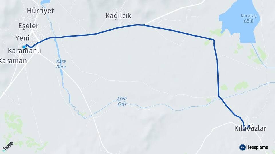 Burdur Karamanlı Kılavuzlar Karamanlı Arası Kaç Km - Yol Haritası