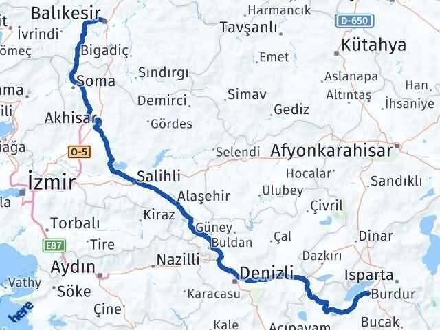 Burdur Karesi Balıkesir Arası Kaç Km - Yol Haritası