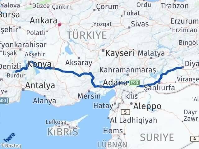 Burdur Kayapınar Diyarbakır Arası Kaç Km - Yol Haritası