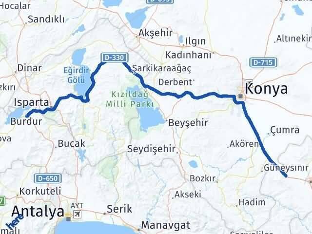 Burdur Kazımkarabekir Karaman Arası Kaç Km - Yol Haritası