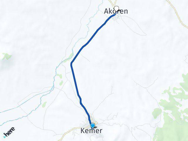 Burdur Kemer Akören Kemer Arası Kaç Km - Yol Haritası