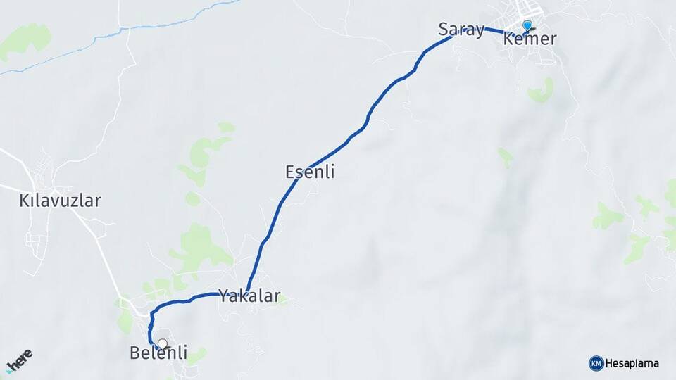 Burdur Kemer Belenli Kemer Arası Kaç Km - Yol Haritası