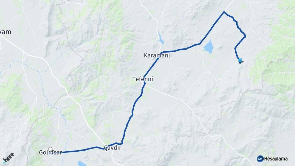 Burdur Kemer Gölhisar Arası Kaç Km - Yol Haritası
