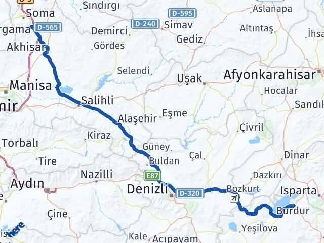 Burdur Kırkağaç Manisa Arası Kaç Km - Yol Haritası