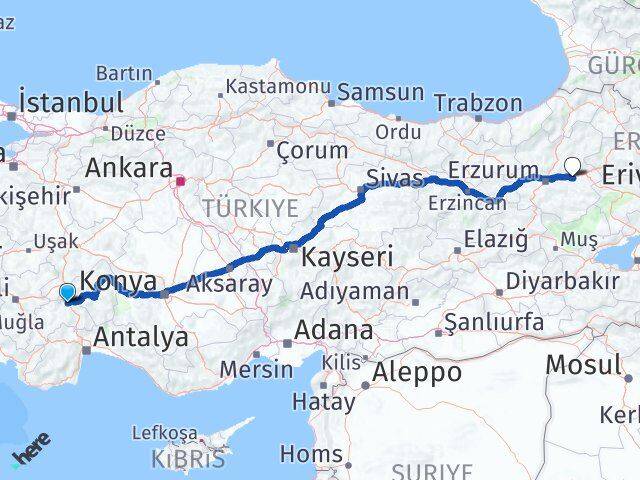 Burdur Köprüköy Erzurum Arası Kaç Km - Yol Haritası