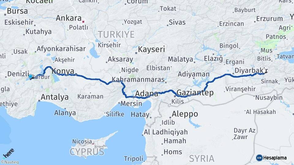 Burdur Kurtalan Siirt Arası Kaç Km - Yol Haritası