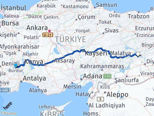 Burdur Maden Elazığ Arası Kaç Km - Yol Haritası