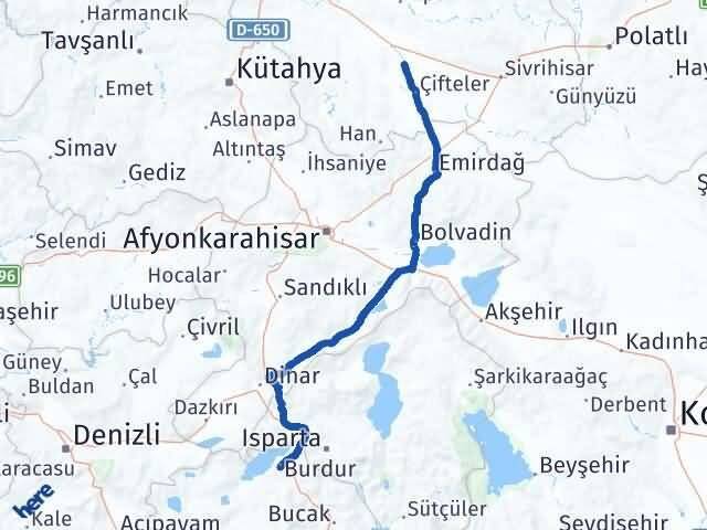 Burdur Mahmudiye Eskişehir Arası Kaç Km - Yol Haritası