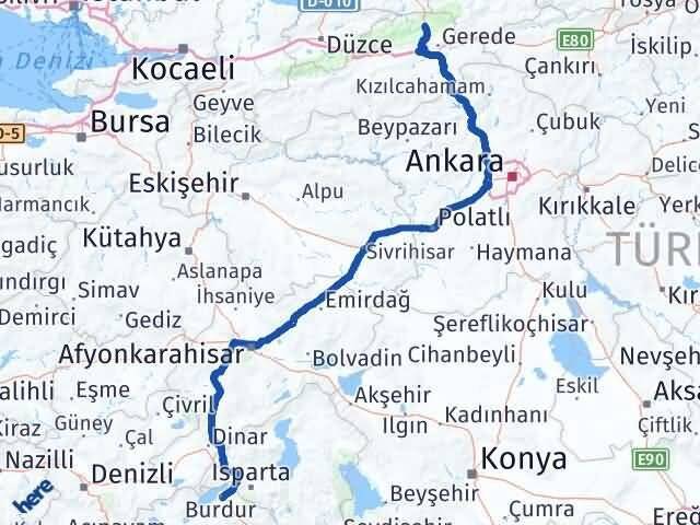 Burdur Mengen Bolu Arası Kaç Km - Yol Haritası
