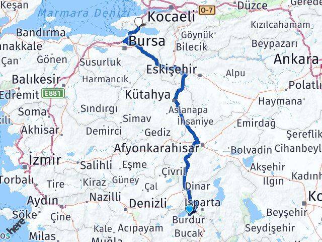 Burdur Orhangazi Bursa Arası Kaç Km - Yol Haritası
