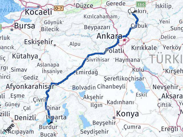 Burdur Orta Çankırı Arası Kaç Km - Yol Haritası