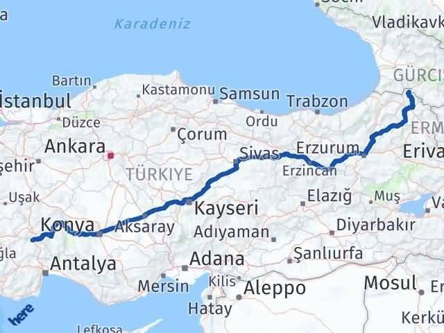 Burdur Posof Ardahan Arası Kaç Km - Yol Haritası