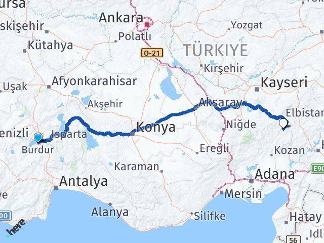 Burdur Saimbeyli Adana Arası Kaç Km - Yol Haritası