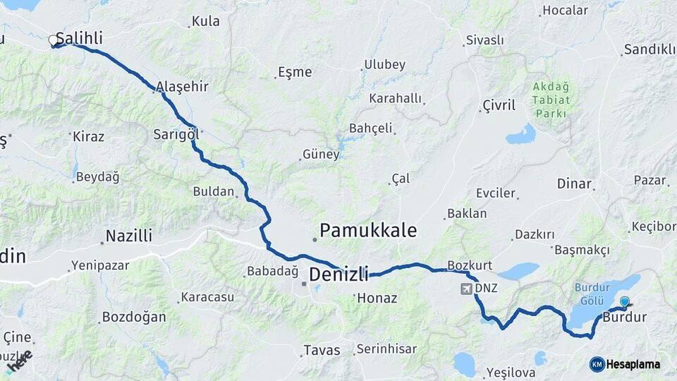 Burdur Salihli Manisa Arası Kaç Km - Yol Haritası