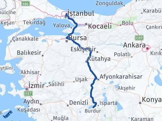 Burdur Sarıyer İstanbul Arası Kaç Km - Yol Haritası