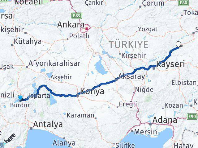 Burdur Şarkışla Sivas Arası Kaç Saat? Yol Haritası, Yakıt, Rota ve Mesafe Hesaplama Burdur Şarkışla Sivas Arası Kaç Km? Kaç Saat? Yol Haritası