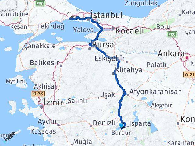Burdur Silivri İstanbul Arası Kaç Km - Yol Haritası