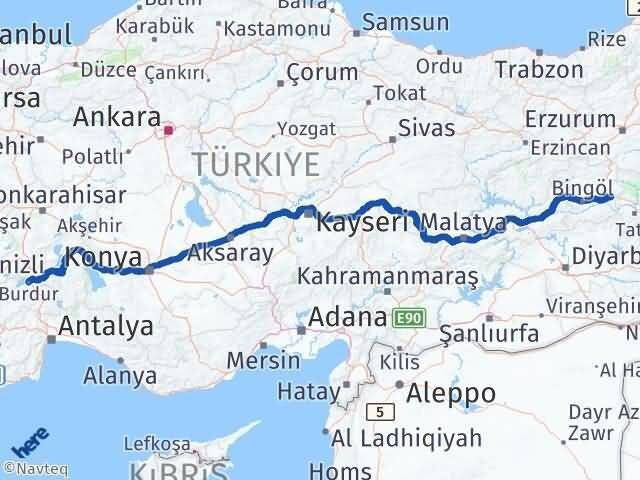 Burdur Solhan Bingöl Arası Kaç Km - Yol Haritası