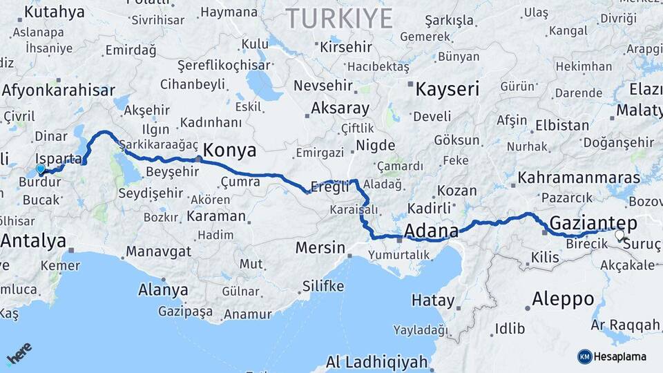 Burdur Suruç Şanlıurfa Arası Kaç Km - Yol Haritası