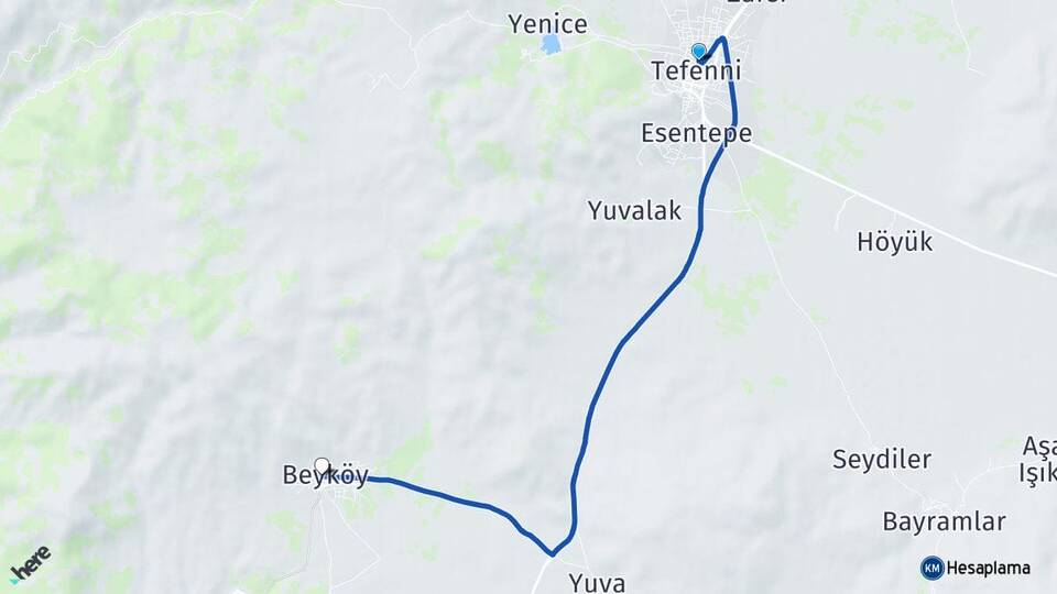 Burdur Tefenni Beyköy Tefenni Arası Kaç Km - Yol Haritası