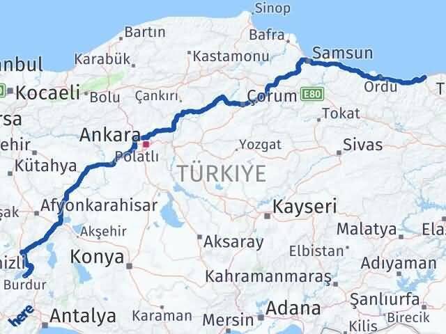 Burdur Tirebolu Giresun Arası Kaç Saat? Yol Haritası, Yakıt, Rota ve Mesafe Hesaplama Burdur Tirebolu Giresun Arası Kaç Km? Kaç Saat? Yol Haritası