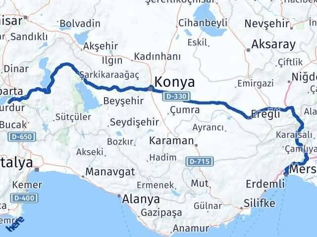 Burdur Toroslar Mersin Arası Kaç Km - Yol Haritası