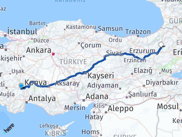 Burdur Tortum Erzurum Arası Kaç Km - Yol Haritası