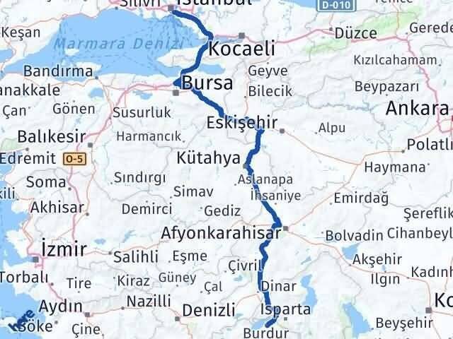 Burdur Üsküdar İstanbul Arası Kaç Km - Yol Haritası