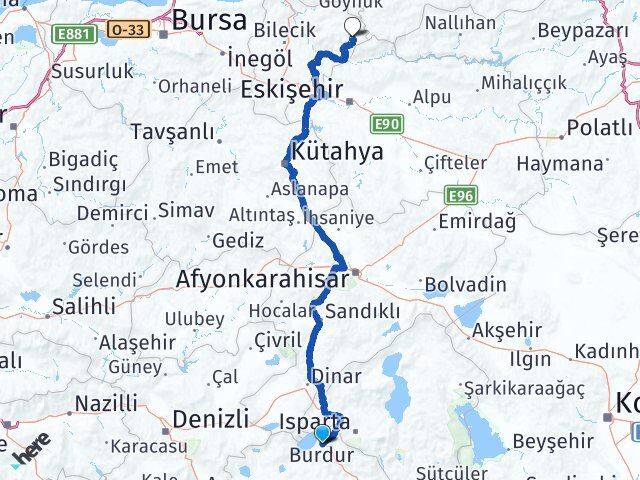 Burdur Yenipazar Bilecik Arası Kaç Km - Yol Haritası
