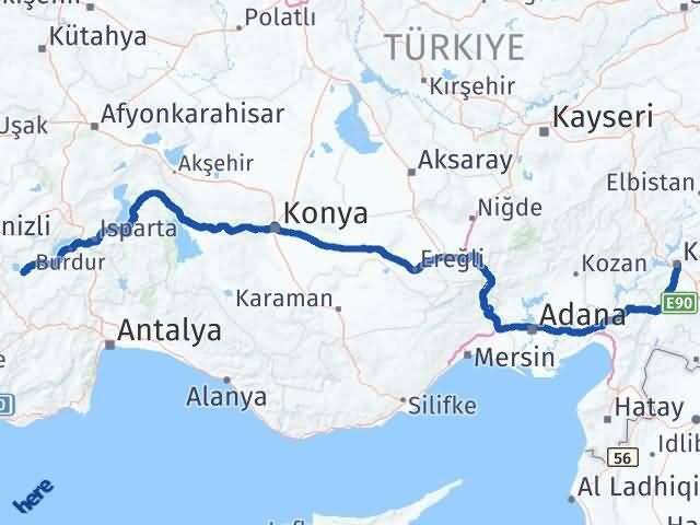 Burdur Yeşilova Kahramanmaraş Arası Kaç Km - Yol Haritası